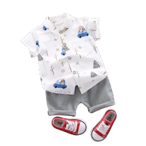pattern short sleeved shorts set